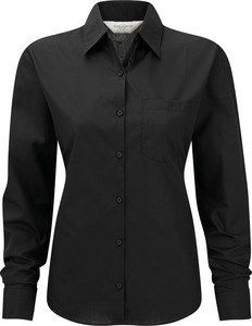 Russell Collection RU934F - Popelin Damen Bluse LA Schwarz