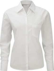 Russell Collection RU934F - Popelin Damen Bluse LA Weiß