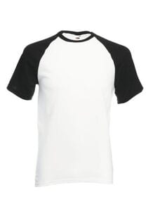 Fruit of the Loom SS026 - Kurzarm Baseball T-Shirt White/ Black