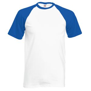 Fruit of the Loom SS026 - Kurzarm Baseball T-Shirt White/ Royal Blue