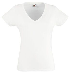 Fruit of the Loom 61-398-0 - Damen Valueweight V-Ausschnitt T-Shirt Weiß