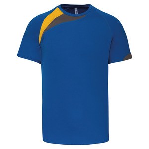 ProAct PA437 - KINDER KURZARM SPORT T-SHIRT Sporty Royal Blue / Sporty Yellow / Storm Grey