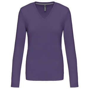 Kariban K382 - DAMEN LANGARM T-SHIRT MIT V-AUSSCHNITT Purple