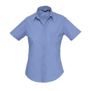 SOL'S 16070 - Damen Popeline Bluse Kurzarm Escape Bleu moyen