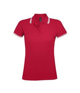 SOL'S 00578 - Damen Poloshirt Kurzarm Pasadena Rouge / Blanc