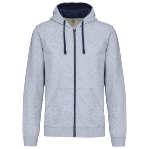 Kariban K466 - Sweatshirt mit Reißverschluss und Kapuze in Kontrastfarbe Oxford Grey / Navy