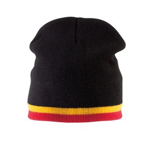 K-up KP515 - Beanie MIT Kontraststresifen Black / Yellow / Red