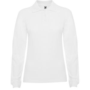Roly PO6636 - Estrella Woman Tailliertes Langarm Poloshirt Weiß