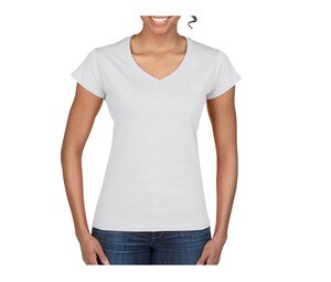 Gildan GN647 - Damen T-Shirt mit V-Ausschnitt aus 100% Baumwolle Weiß