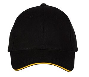 Black&Match BM911 - 6-Panel-Sandwichkappe Black/Gold