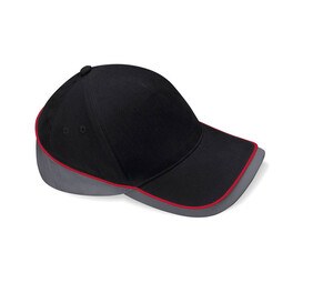 Beechfield BF171 - Teambekleidung Wettbewerbs Cap Black / Graphite Grey / Classic Red