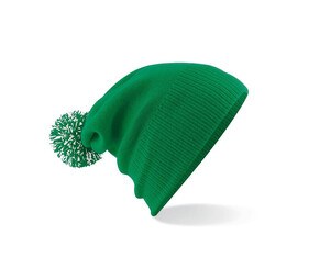 Beechfield BF450 - Mütze mit Pom Pom Kelly Green / White