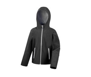 RESULT RS224J - Softshell capuche enfant Schwarz / Grau