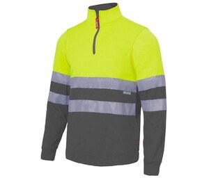 VELILLA V5701 - Hochsichtbarkeits-Sweatshirt mit Kragenreißverschluss Fluo Yellow / Grey