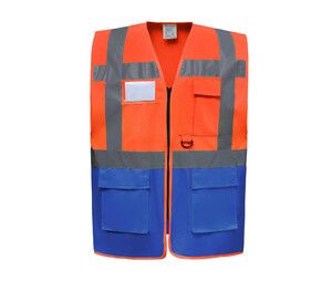 Yoko YK801 - Hochsicherheits-Multifunktionsweste Hi Vis Orange / Royal Blue