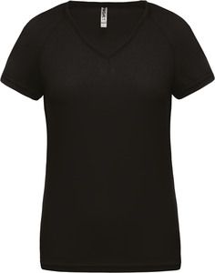 Proact PA477 - Damen Kurzarm-Sportshirt mit V-Ausschnitt Black