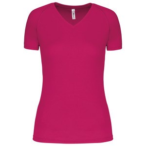 Proact PA477 - Damen Kurzarm-Sportshirt mit V-Ausschnitt Fuchsie