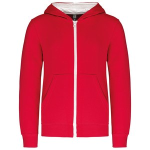 Kariban K486 - Kinder KAPUZENSWEATSHIRT mit Reißverschluss Red / White