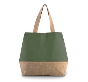 Kimood KI0235 - Baumwolltuch-Jute-Shoppingtasche Dusty Light Green / Natural