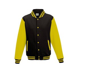 AWDIS JH043 - Baseball-Sweatshirt Jet Black / Sun Yellow
