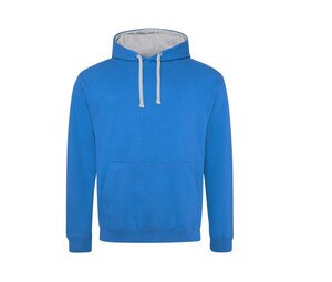 AWDIS JH003 - Kontrast-Hoodie Sapphire Blue / heather Grey