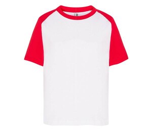 JHK JK153 - Kinder Baseball-T-Shirt Weiß / Rot