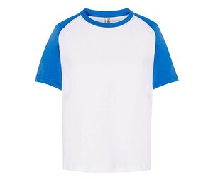 JHK JK153 - Kinder Baseball-T-Shirt White / Royal Blue
