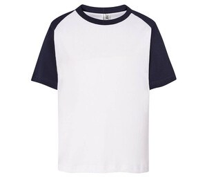 JHK JK153 - Kinder Baseball-T-Shirt Weiß / Navy