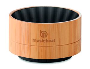 GiftRetail MO9609 - SOUND BAMBOO Runder wireless Lautsprecher Schwarz