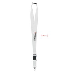 GiftRetail MO9661 - WIDE LANY Lanyard mit Metallkarabiner Weiß