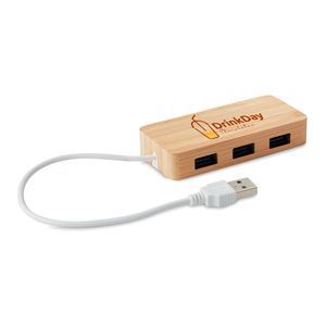GiftRetail MO9738 - VINA 3 Port 2.0 USB Hub Bambus Wood