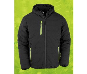 RESULT RS240X - BLACK COMPASS PADDED WINTER JACKET Black/Lime