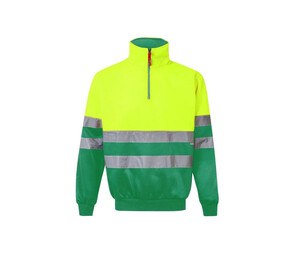 VELILLA V5701 - Hochsichtbarkeits-Sweatshirt mit Kragenreißverschluss Fluo Yellow / Green