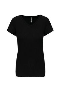 Kariban K3015 - Kurzarm-Damen-T-Shirt mit V-Ausschnitt Black