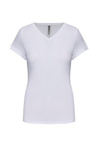 Kariban K3015 - Kurzarm-Damen-T-Shirt mit V-Ausschnitt Weiß