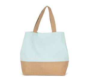 Kimood KI0235 - Baumwolltuch-Jute-Shoppingtasche Ice Mint / Natural