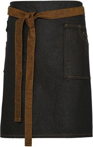 Premier PR135 - Division - Waxed look denim waist apron Black / Tan Denim