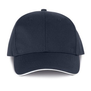 WK. Designed To Work WKP145 - 6-Panel-Cap mit Kontrast-Sandwichschirm Oeko-Tex Navy / Weiß