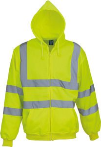 Yoko YHVK07 - YOKO Kapuzenpullover mit Reißverschluss in Warnfarbe Hi Vis Yellow