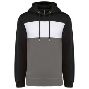 Kariban K4016 - Dreifarbiges Kapuzensweatshirt, Unisex Black / White / Basalt Grey