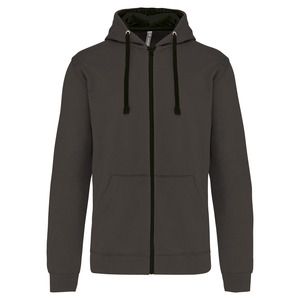 Kariban K466 - Sweatshirt mit Reißverschluss und Kapuze in Kontrastfarbe Dark Grey / Black