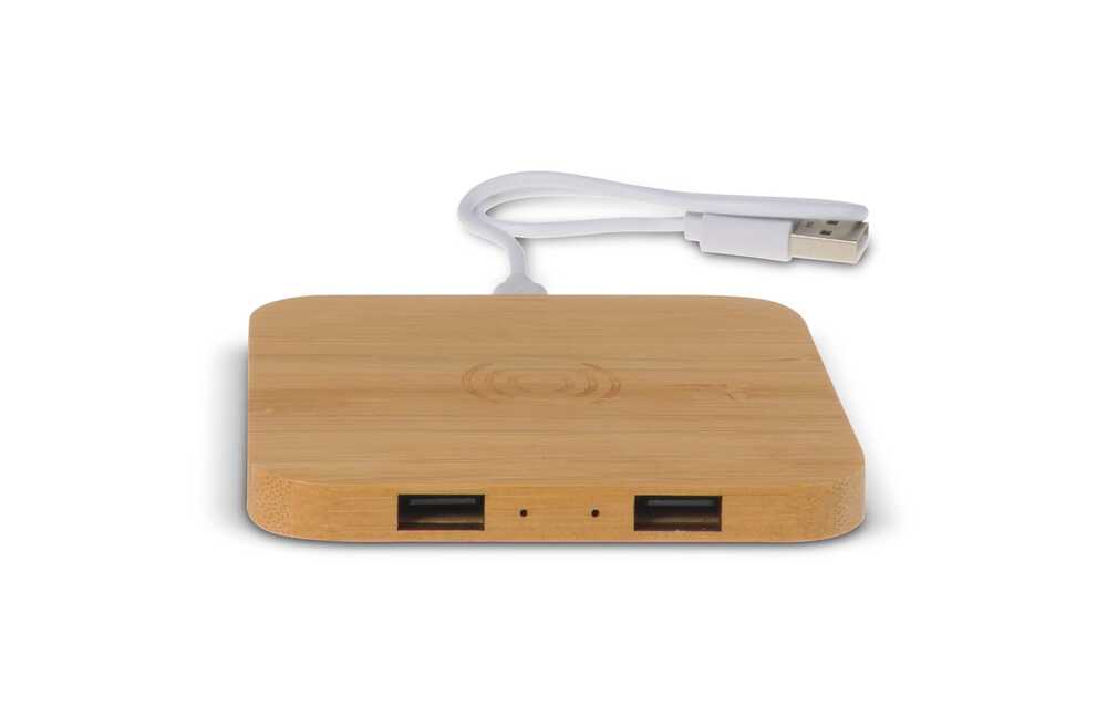 TopPoint LT95048 - Bamboo Wireless charger with 2 USB hubs 5W