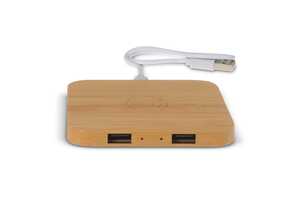 TopPoint LT95048 - Bamboo Wireless charger with 2 USB hubs 5W Wood
