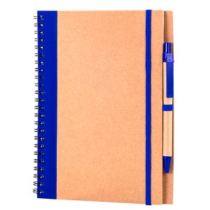 EgotierPro 30108 - A5 Karton Ringbuch mit Stift und Gummiband RECIKLA Blue
