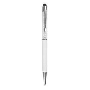 EgotierPro 33584 - Aluminium-Stift mit Touchscreen-Spitze und Diamanten DIAMONDS Weiß
