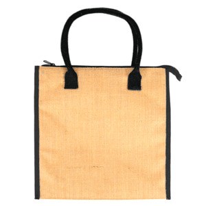 EgotierPro 37042 - Jute-Kühltasche mit langen Baumwollgriffen INDIGENE Schwarz