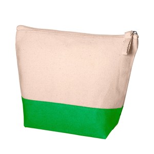 EgotierPro 38001 - Baumwoll-Canvas Kulturtasche in Naturfarbe COMBI Green
