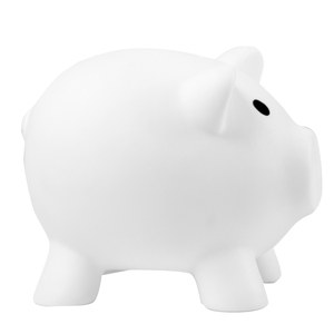EgotierPro 38075 - Sparschwein in lustigen Farben aus Kunststoff MONEY Weiß