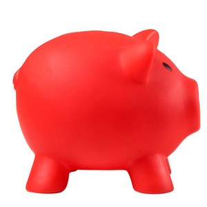 EgotierPro 38075 - Sparschwein in lustigen Farben aus Kunststoff MONEY Rot