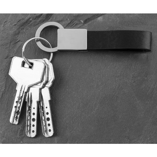 EgotierPro 39520 - Schlüsselanhänger aus PU mit metallischer Oberseite CHIAVE
